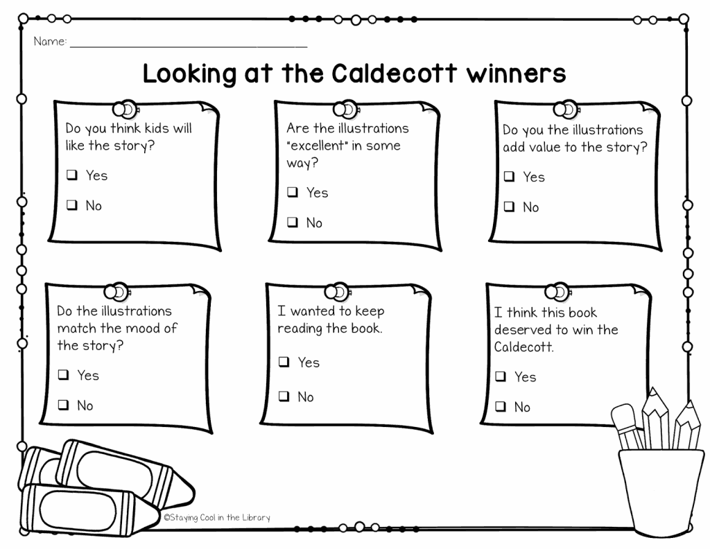 Handout for looking at the Caldecott Medal winners