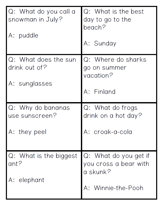Jokes and Riddles Bingo