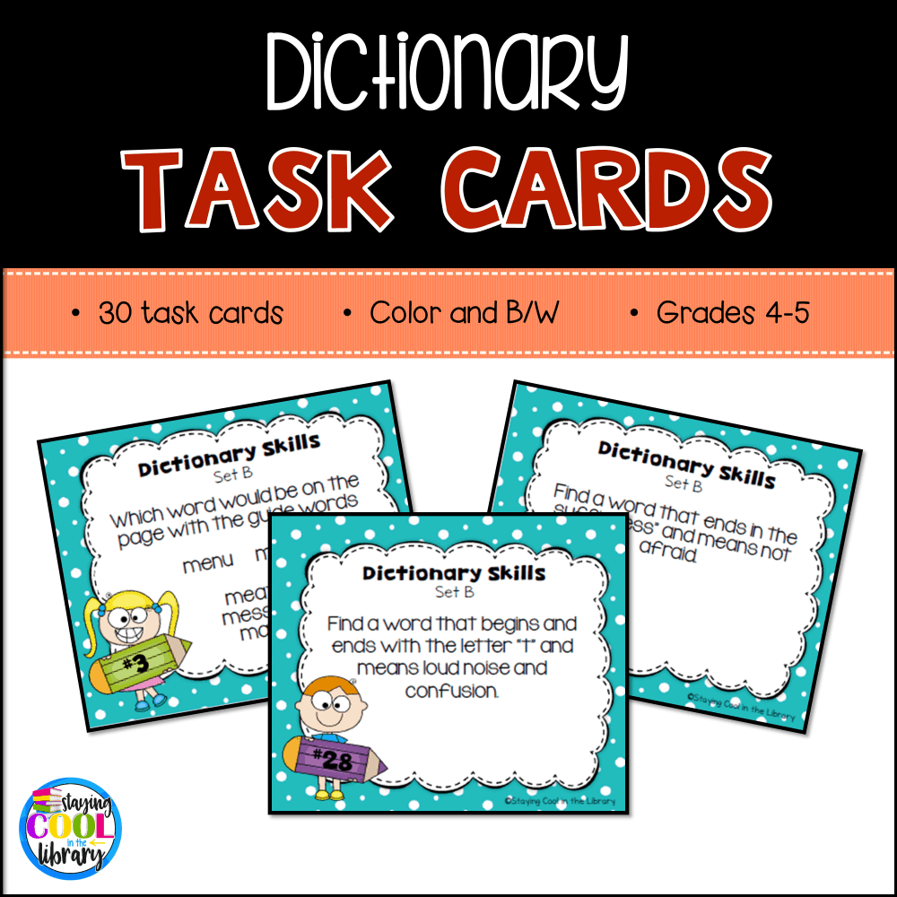 Dictionary Skills Task Cards for Grades 4-5