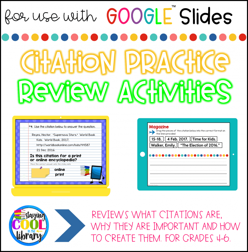 Citation Review Activities - for Google Slides
