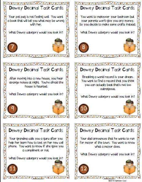 Dewey Decimal Task Cards - Fall Theme