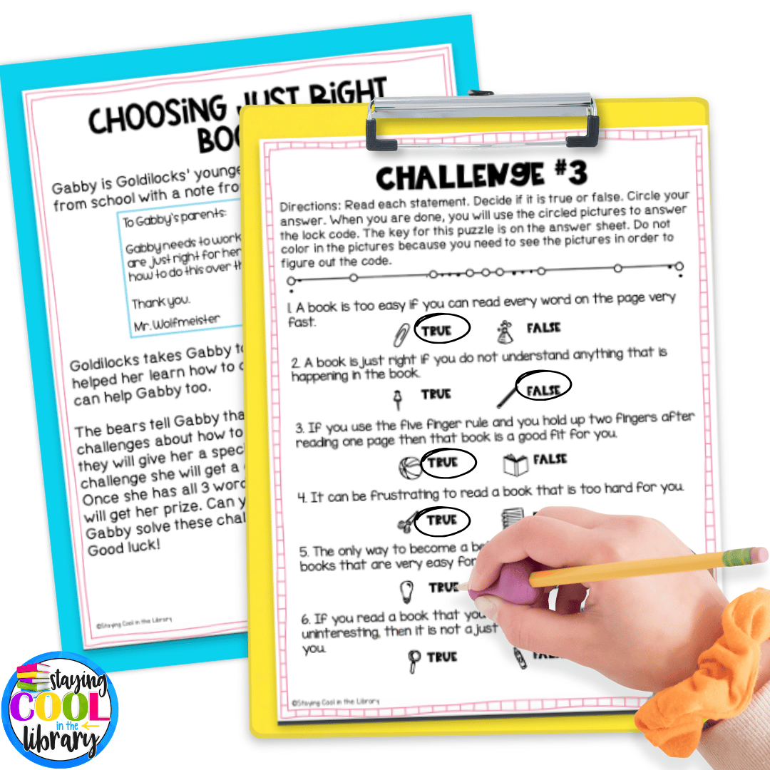 Using the just right books print breakout allows student to unplug and escape.