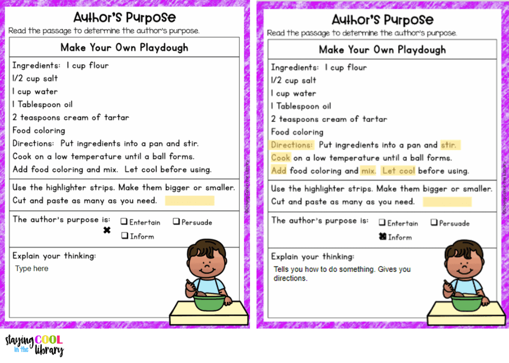 Author's Purpose Activity – Reading ELA