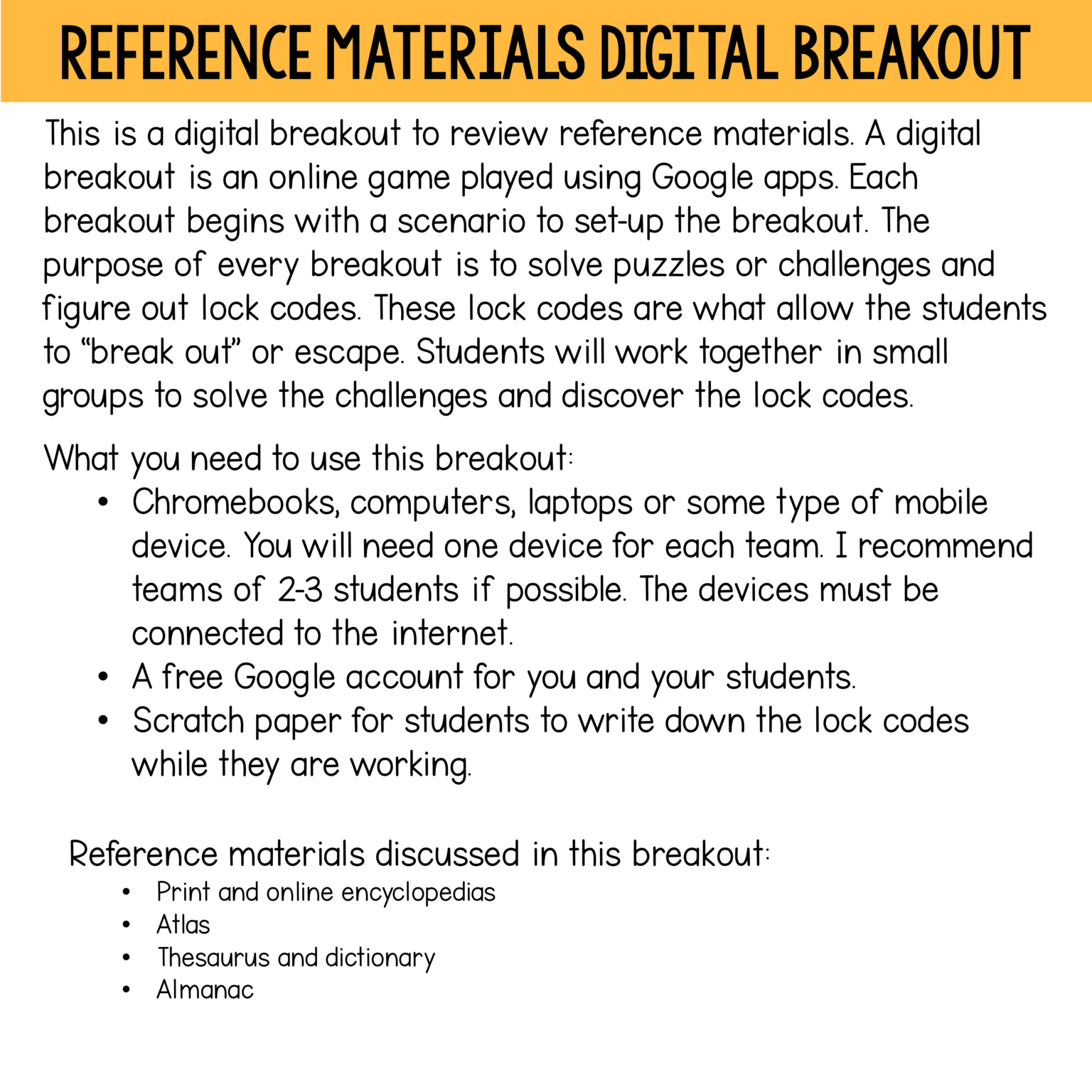 Digital Breakout - Reference Materials Review