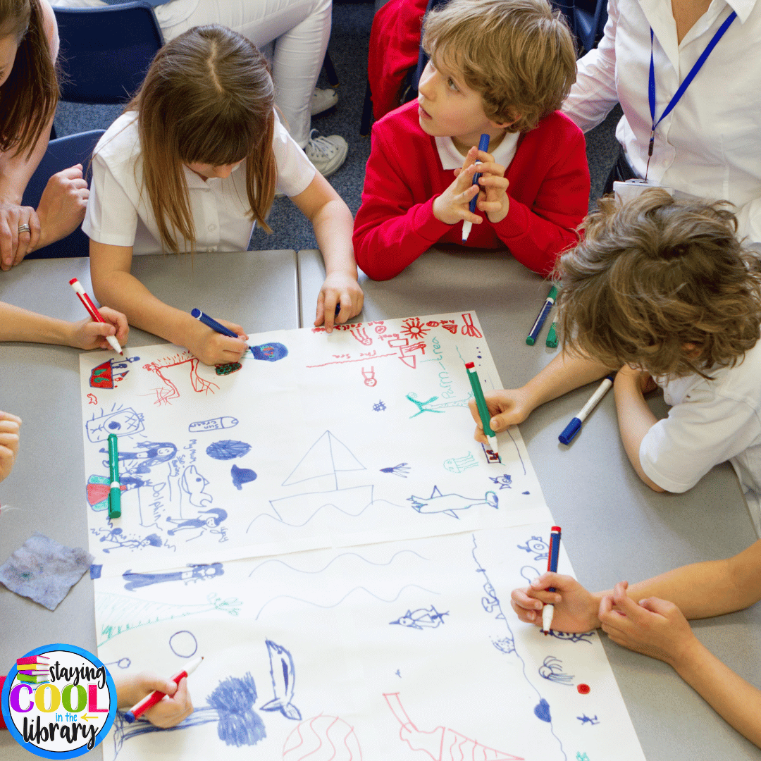 Setting up a coloring table is helpful when families need to bring students and siblings to open house.