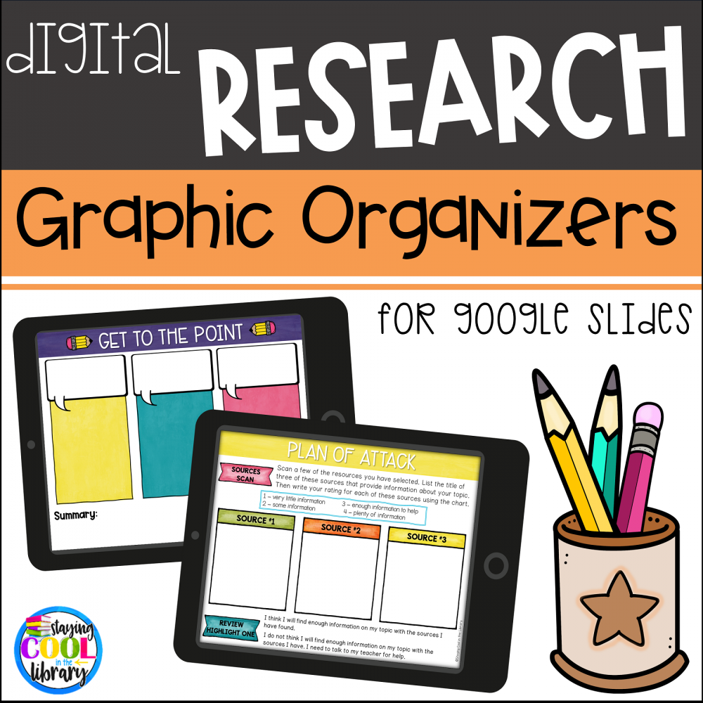 Digital Research Skills Graphic Organizers for Google Slides