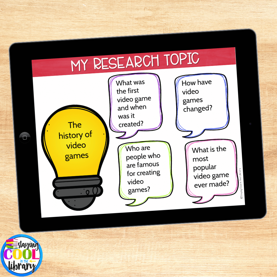 Breaking down the research process to bite sized activities helps to keep students engaged.
