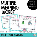 Multiple Meaning Words  Task Cards | Print and Google Classroom