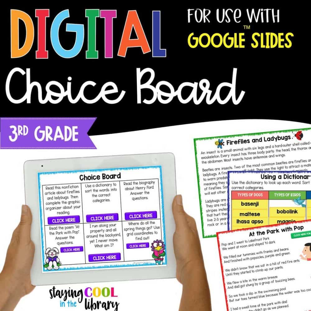 3rd Grade Reading Digital Choice Board | Google Slides