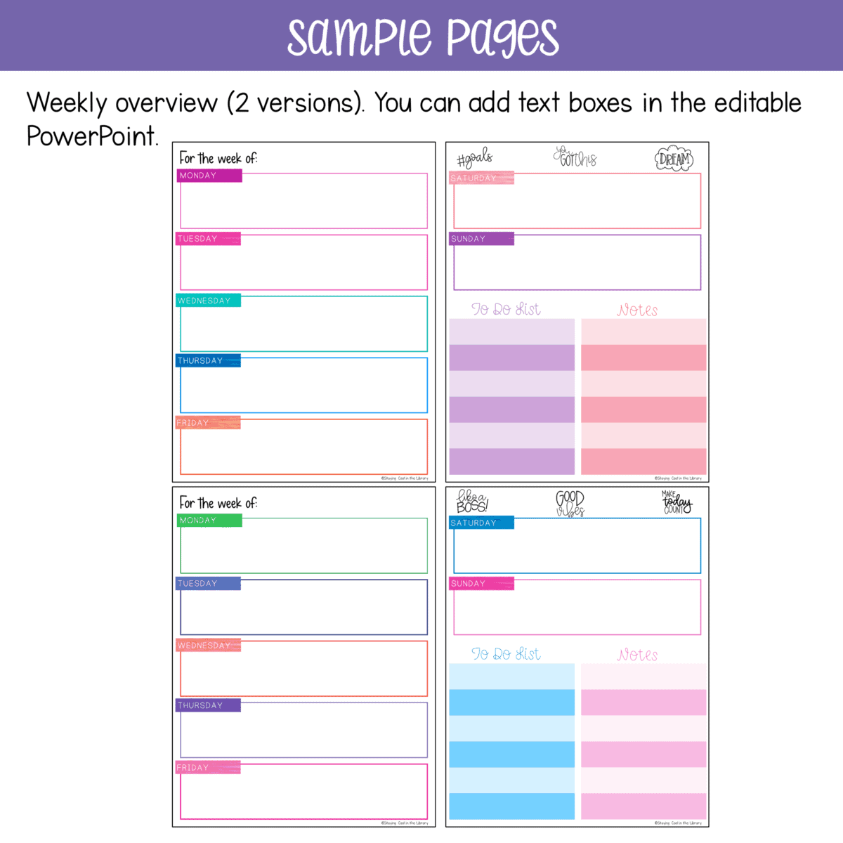 School Library Planner - Watercolor