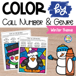 Color by Call Number or Genre Worksheets Winter Theme
