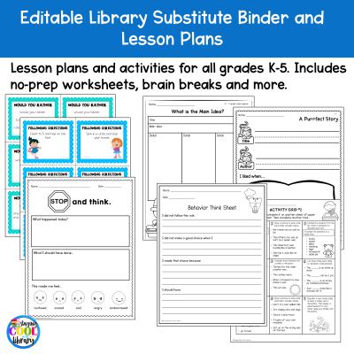 Library Substitute Binder &amp; Lesson Plans