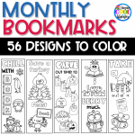 Monthly Reading Bookmarks to Color
