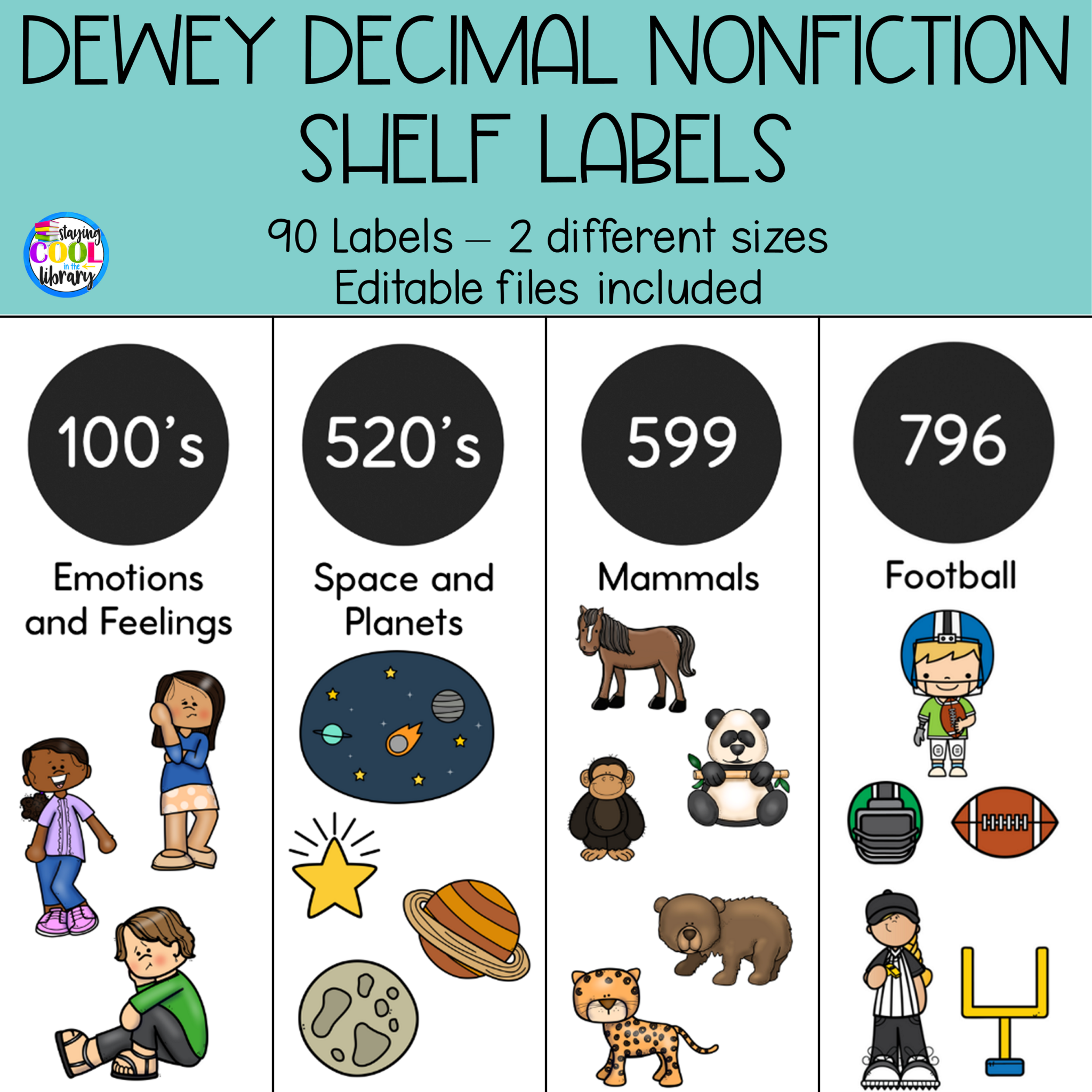 Nonfiction Library Shelf Labels Dewey Decimal System Staying Cool