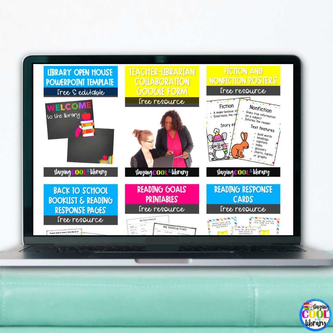 From open house templates, teacher collaboration forms, booklists, and more the free resource library has everything you need for a full year of library fun.