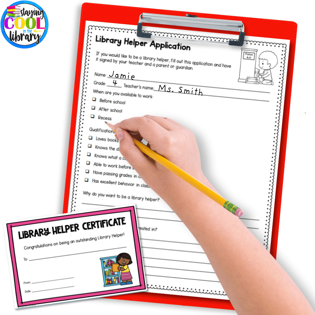 The library helper application is the perfect way to recruit helpers.